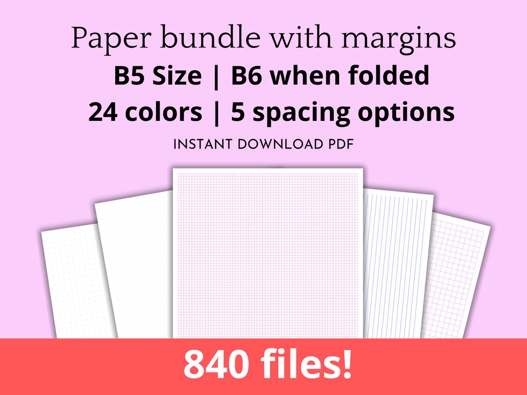 B5 | B6 Folded | Bundle Printable Paper With Margins Portrait ...