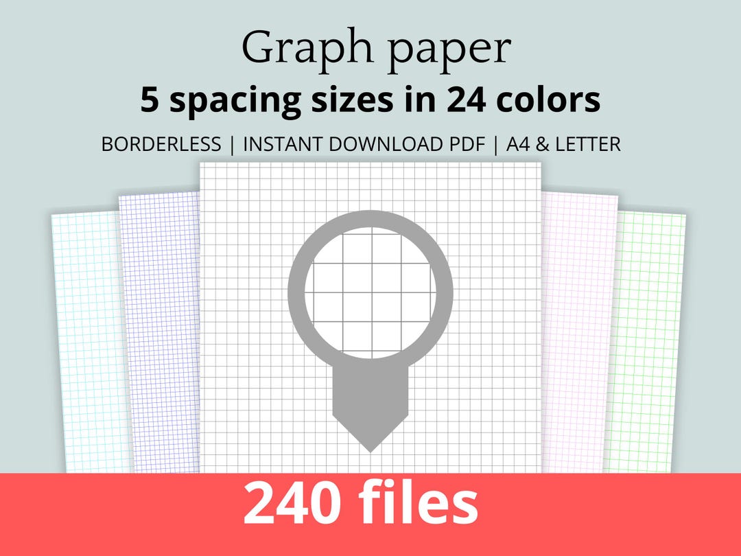 Graph Paper Borderless Printable Pdfs A4 &amp; Letter | Instant Download ...