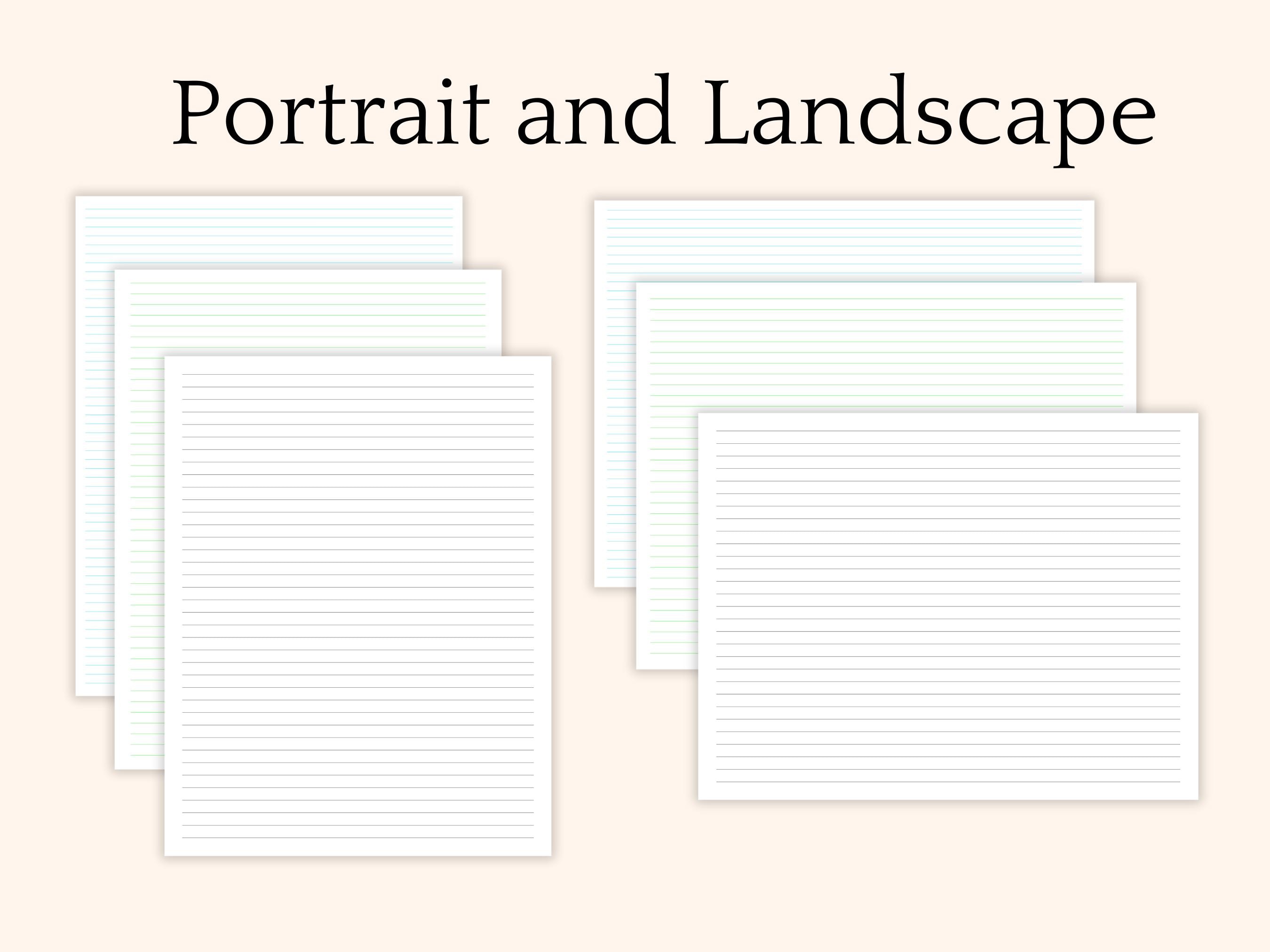 Lined Paper With Margins Printable Pdfs Portrait Landscape A4 &amp; Letter | Instant Download| 3mm ...