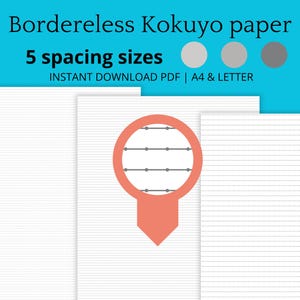 Kokuyo Campus Borderless 3 shades of gray Printable PDFs Portrait Landscape A4 & Letter  Instant Download  3mm 4mm 5mm 6mm 7mm  300 DPI