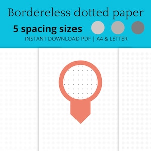 Papel punteado sin bordes / 3 tonos de gris PDF imprimibles A4 y carta / Descarga instantánea / Espaciado de 3 mm, 4 mm, 5 mm, 6 mm y 7 mm / 300 DPI