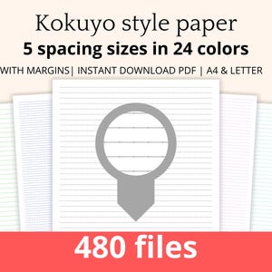 Kokuyo Campus  With Margins Printable PDFs  Portrait Landscape A4 & Letter  Instant Download  3mm 4mm 5mm 6mm 7mm Spacing  24 Colors  300DPI