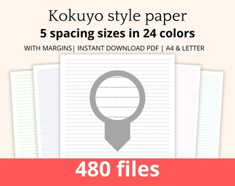 Carta a righe in stile Kokuyo in formato PDF, A4 e Letter (download immediato)