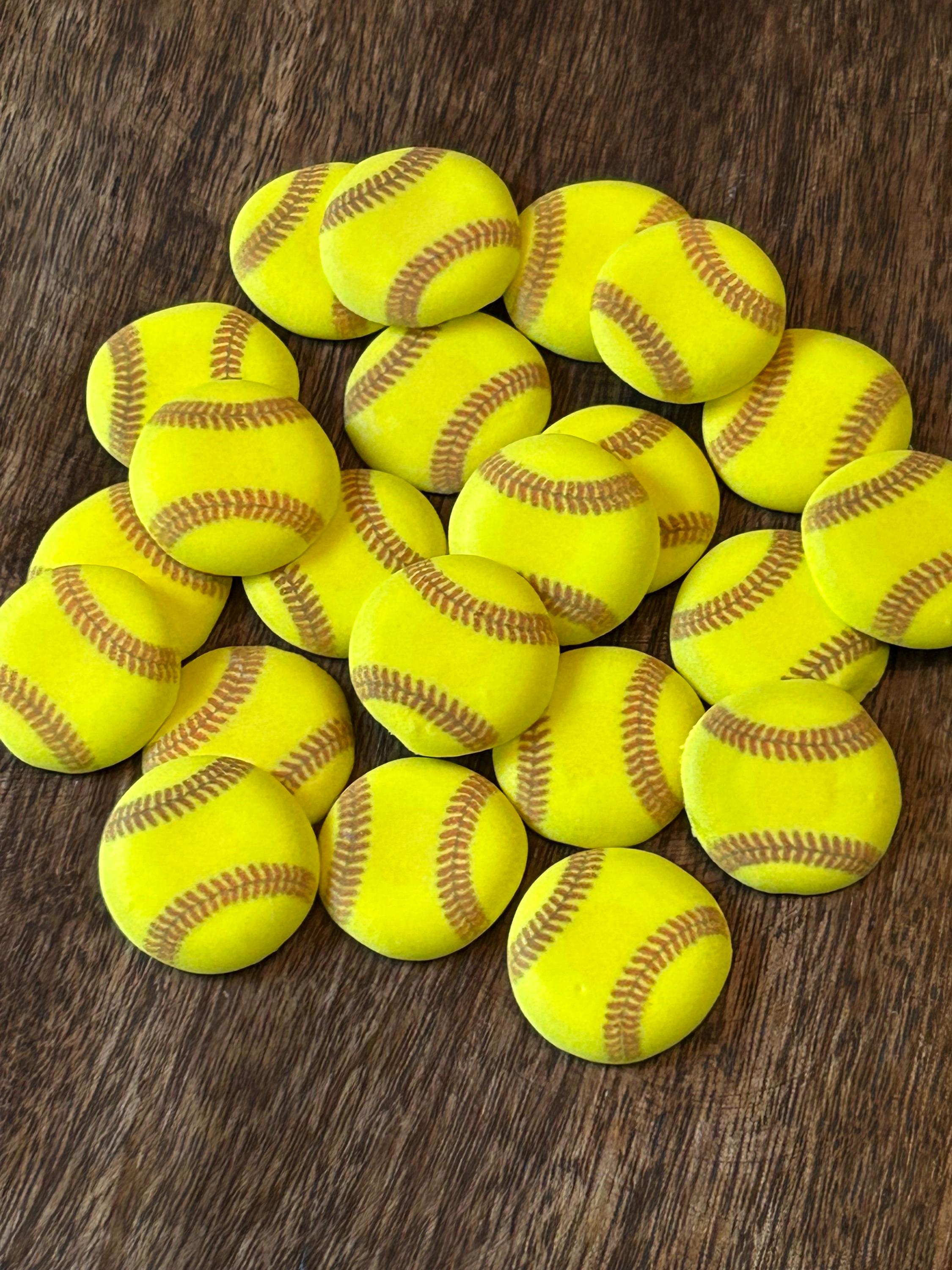 20 Sugar Decor Softballs , Sugar Softballs, Mini Softball Icing ...