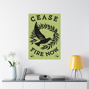 Ceasefire - Ceasefire Now Peace Dove - Vertical Matte Poster for Activism and Solidarity, Justice, Human Rights, Peace, Free Palestine