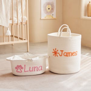 Personalisierter Wäschekorb für Kinder / Haustiere, Spielzeugkorb, Neugeborenen Geschenk, Geschenke für Babyparty, Geschenke für Mädchen Jungen Familie