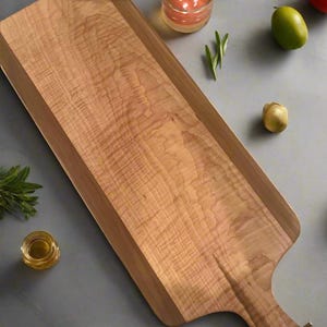 The Grande Serving Board - Handmade With Premium Curly Maple and Walnut - Christmas Gift, Wedding Gift, 100% Made in Louisiana