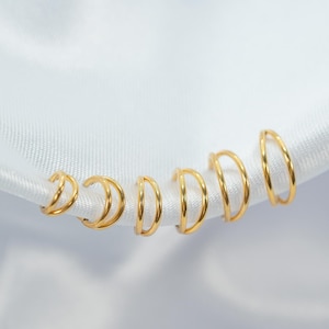 Double Ring Nose Hoop, Nose Ring, Clicker Hoop, Septum Hoop, Nose Piercing, Cartilage, Conch, Helix, Gold, Silver, Rose Gold, 20G, 18G, 16G