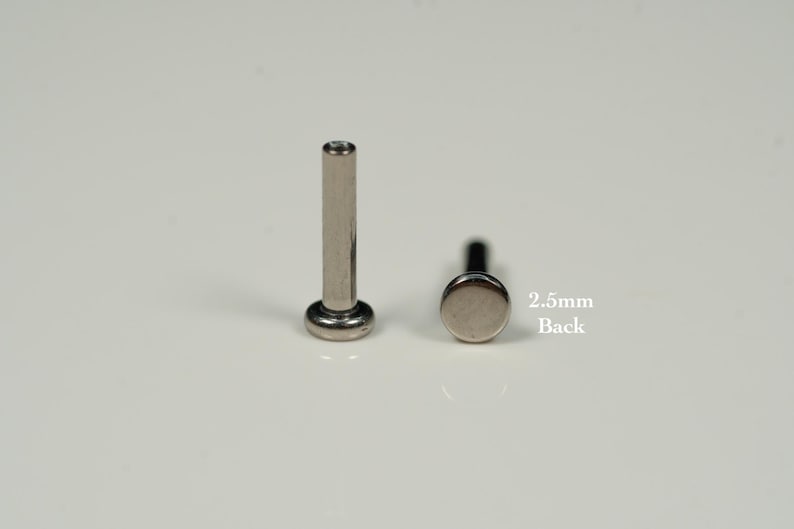 Pu&ograve; includere: Due pezzi di gioielleria per il corpo argentati, uno &egrave; un retro da 2,5 mm, l'altro &egrave; un perno pi&ugrave; lungo con un'estremit&agrave; piatta.
