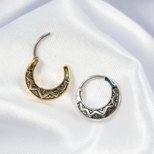 16G Mayan Clicker Hoop, Septum Ring, Daith Hoop, Septum Hoop, Nose Piercing, Cartilage Hoop, Helix Hoop, Hinged Segment U2