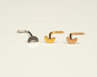 20G Halbmond Mond Nase Stud Nasenring Kleine L Biegung L Form Zurück 316L Chirurgenstahl Nasenloch Schmuck F18