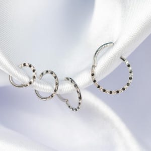 16G Zebra CZ Clicker Hoop, Septum Ring, Daith Hoop, Septum Hoop, Nose Piercing, Cartilage Hoop, Helix Hoop, Hinged Segment V19