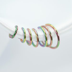 20G, 18G, 16G, Rainbow Clicker Hoop, Nose Ring, Implant Grade Titanium, Septum Hoop, Nose Piercing, Cartilage Hoop, Conch Ring, Helix Hoop