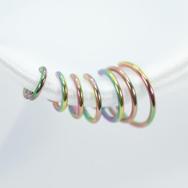 20G, 18G, 16G, cerchio arcobaleno, anello al naso, titanio di grado implantare, cerchio per setto nasale, piercing al naso, cerchio per cartilagine, anello a conca, cerchio per elica