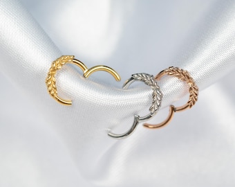 16G Heaven Leaf Clicker Hoop, Septum Ring, Daith Hoop, Septum Hoop, Nose Piercing, Cartilage Hoop, Helix Hoop, Hinged Segment U4