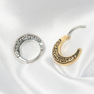 16G Aztec Clicker Hoop, Septum Ring, Daith Hoop, Septum Hoop, Nose Piercing, Cartilage Hoop, Helix Hoop, Hinged Segment U1