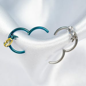 16G Pineapple Septum Ring, Titanium Clicker Hoop, Nose Ring, Daith Hoop, Septum Piercing, Cartilage Hoop, Helix Hoop, Hinged Segment AA16
