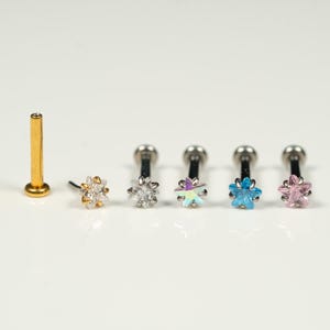 20G, 18G, 16G Pequenos pinos de estrela, pinos de nariz, pino de volta plana sem rosca, brinco, piercing de cartilagem, titânio, tragus, hélice, push in, Z31