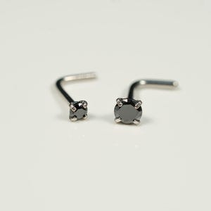 20G, 18G Silver Black Nose Stud Nose Ring Small L Bend L Shape Back 316L Surgical Steel Nostril Jewelry F1