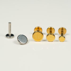 16G Circle Disc Flat Back Stud, Screw Back Earrings, Internally Threaded, Cartilage Earring, Conch Earring, Helix, Tragus, Gold, Silver AC28