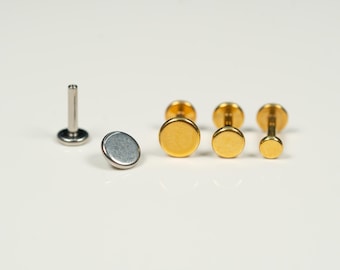 Pendientes de tuerca con disco circular de 16 g, con rosca interna, para cartílago, caracola, hélix y trago, dorados o plateados, AC28