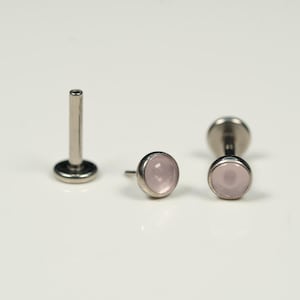 20G, 18G, 16G Opalite Pink Natural Stone, Threadless Flat Back Stud, Cartilage Earring, Tragus Piercing, Conch Stud, Helix Stud, R14