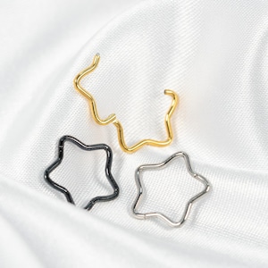 18G, 16G Star Nose Ring, Titanium Clicker Hoop, Septum Ring, Daith Hoop, Septum Piercing, Cartilage Hoop, Helix Hoop, Hinged Segment L30