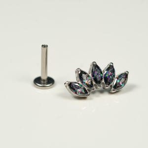 20G, 18G, 16G Vitrail Medium Marquise Fan, Threadless Flat Back Stud, Flat Back Cartilage Earring, Ear Climber, Conch Stud, Helix, R5