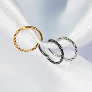 16G Diamond Cut Faceted Clicker Hoop, Septum Ring, Daith Hoop, Septum Hoop, Nose Piercing, Cartilage Hoop, Helix Hoop, Hinged Segment AA3