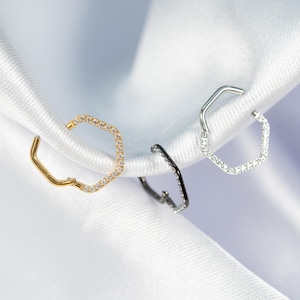 16G Honeycomb Hexagon Clicker Hoop, Septum Ring, Daith Hoop, Septum Hoop, Nose Piercing, Cartilage Hoop, Helix Hoop, Hinged Segment T24