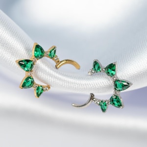 Anneau de septum feuilles vert émeraude 16G, anneau clicker en titane, anneau de nez, anneau Daith, piercing de septum, anneau cartilagineux, anneau hélicoïdal, charnière AC18