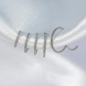 20G Paved Silver Nose Ring, Septum Ring, Titanium Clicker Hoop, Thin Nose Hoop, Daith Hoop, Septum Piercing, Cartilage Hoop, Helix Hoop AC21