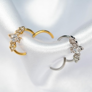 16G Bat Wings Clicker Hoop, Septum Ring, Daith Hoop, Septum Hoop, Nose Piercing, Cartilage Hoop, Helix Hoop, Hinged Segment X19