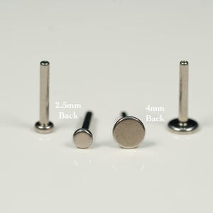 20G, 18G, 16G, 14G Silver Threadless ASTM F-136 Implant Grade Titanium Posts, Threadless Earring Backs, Replacement Bar, Push In Stud