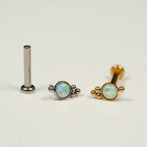 20G, 18G, 16G Gold Silver Opal Cluster, Threadless Flat Back Stud, Flat Back Cartilage, Tragus Piercing, Conch Stud, Helix Stud, AB26