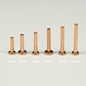 20G, 18G, 16G Rose Gold Threadless ASTM F-136 Implant Grade Titanium Posts, Threadless Earring Backs, Back Posts, Replacement Bar, Push In
