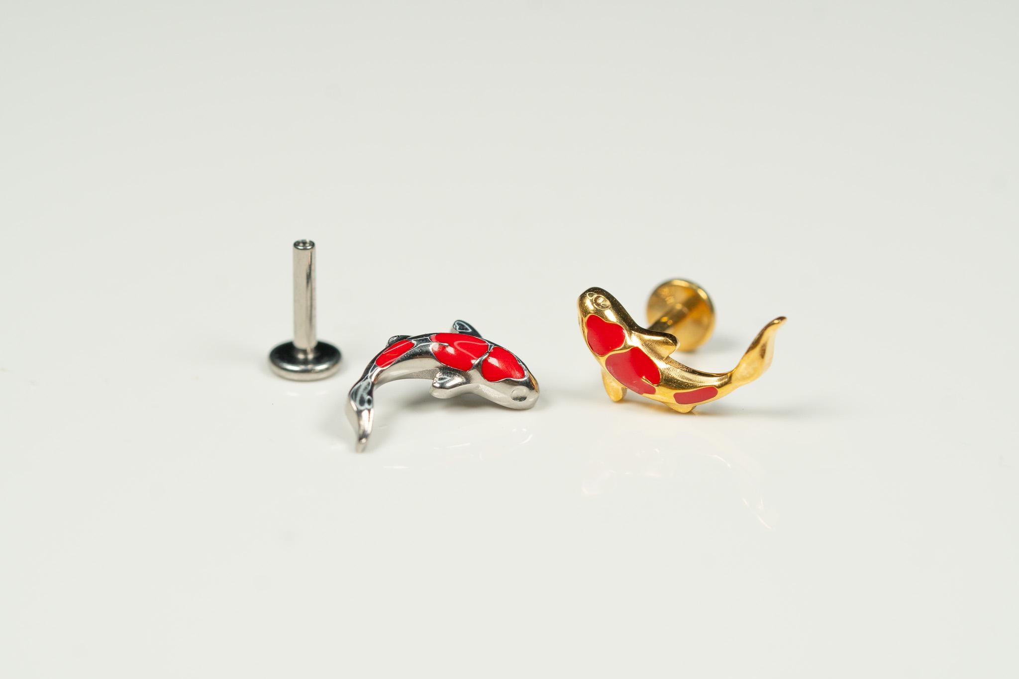 Milue Koi Red Stud Earrings 925 Sterling Silver Fish Ear Studs Jewellery for Woman Girl　並行輸入品