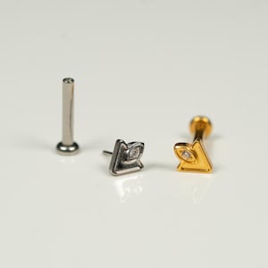 20G, 18G, 16G Gold Silver Flower, Threadless Flat Back Stud, Flat Back Cartilage, Tragus Piercing, Conch Stud, Helix Stud, U12