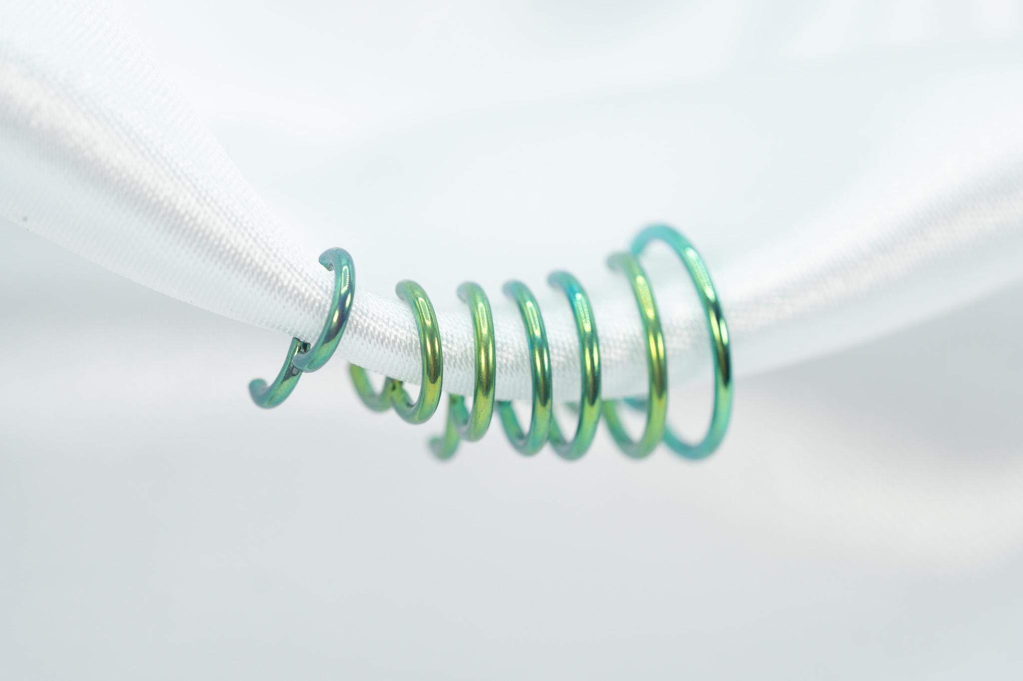20G, 18G, 16G, Green Clicker Hoop, Nose Ring, Implant Grade Titanium, Septum Hoop, Nose Piercing, Cartilage Hoop, Conch Ring, Helix Hoop