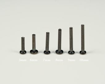 20G, 18G, 16G Black Threadless ASTM F-136 Implant Grade Titanium Posts, Threadless Earring Backs, Back Posts, Replacement Bar, Push In Studs
