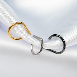 16G D Shape Septum Ring, Titanium Clicker Hoop, Nose Ring, Daith Hoop, Septum Piercing, Cartilage Hoop, Helix Hoop, Hinged Segment W28