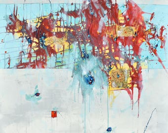 Swim 油絵 oil painting 絵画 原画 abstract Breaking Free - Abstract Art - 48 X 48 IN / 122 X 122 CM