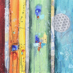 Colors of Joy- Abstract art - 24 x 12 IN / 61 x 30 CM - Abstract Painting on Panel