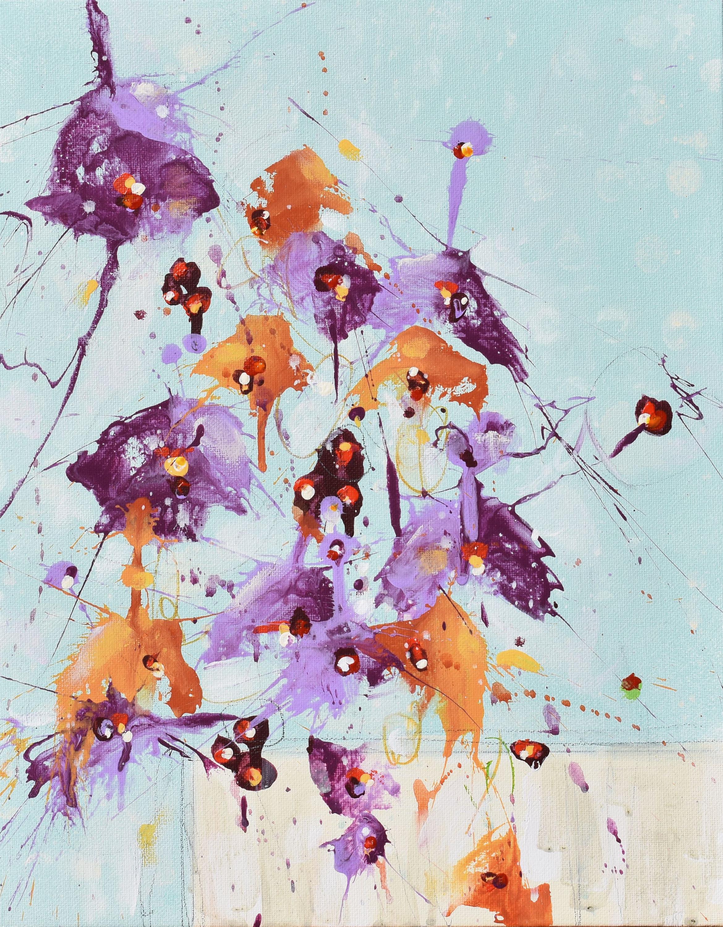 Fleurs De Possibilité (Flowers of Possibility) - 11 x 14 IN / 28 x 36 CM - Abstract Floral Painting on Panel