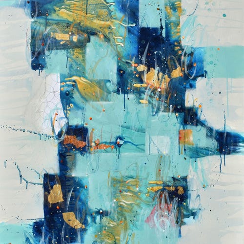 世界の果てを見つめて - 抽象画 - 40 x 60インチ / 91 x 122センチ