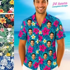 Custom Hawaiian Shirt with Face, Personalized Face Shirt, Fun Tropical Shirt, Custom Vacation Shirt, Funny Beach Shirt, Gift for Him/Her