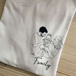 Custom Portrait from Photo Tshirt, Personalized Family Photo Shirts, Anniversary Gift, Line Art Couple, Personalized Gifts, Christmas Shirt
