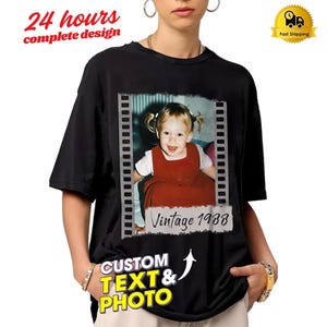 Custom Birthday Vintage Photo & Year Shirt, Personalized Shirt with Your Photo and Date, Vintage 30th 40th Birthday Party Vintage Est Shirt