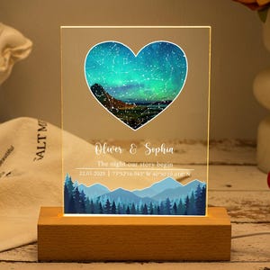 Lampada con mappa delle costellazioni personalizzata, luce notturna con mappa delle stelle personalizzata, regalo di anniversario, posizione delle stelle, regalo di coppia, regalo di fidanzamento, lampada per la notte del nome