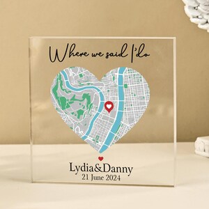 Bloque acrílico de mapa callejero personalizado, regalo de aniversario para pareja, regalo de compromiso, impresiones de mapas de cualquier ubicación, regalo de San Valentín, regalo de boda.